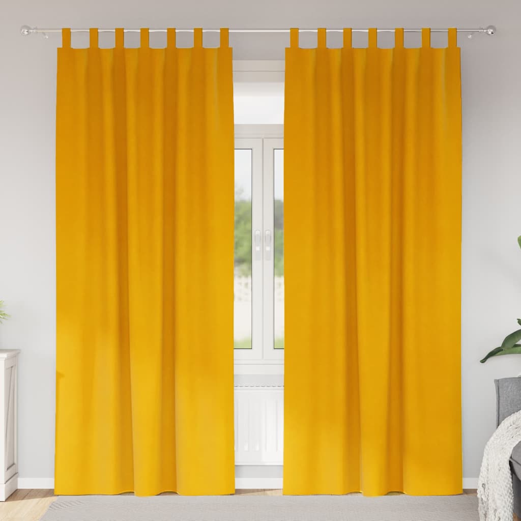 Cortinas 2 pcs amarelo mostarda 140 x 225 cm Veludo