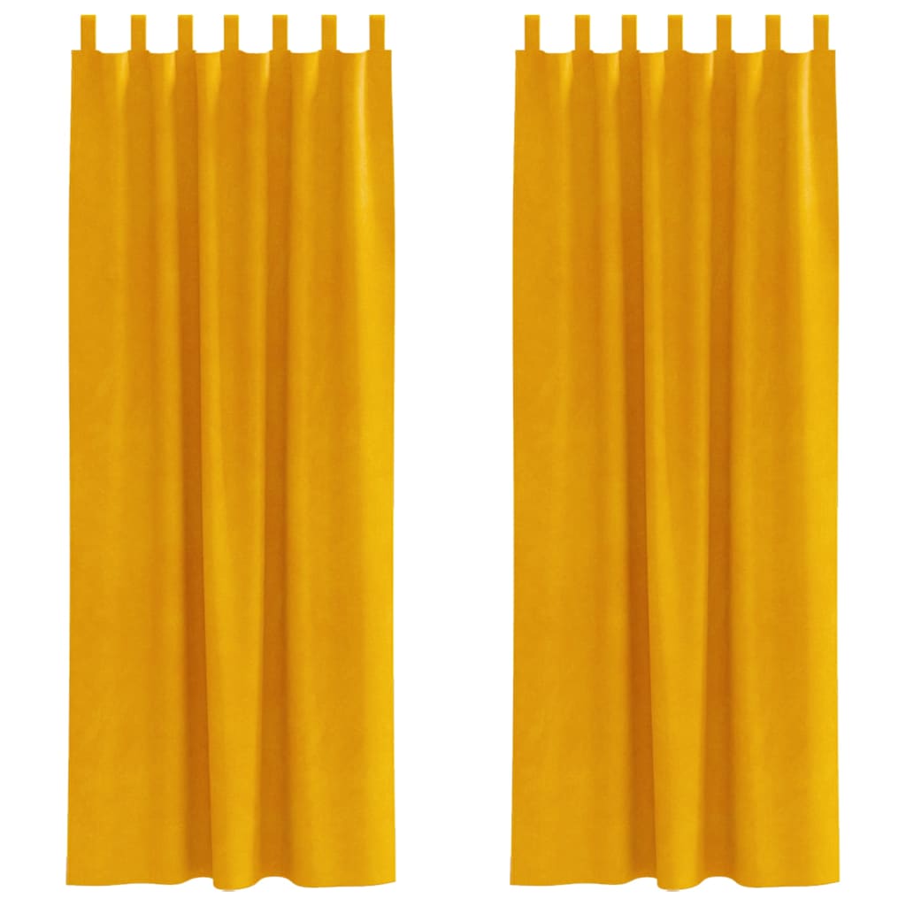 Cortinas 2 pcs amarelo mostarda 140 x 225 cm Veludo