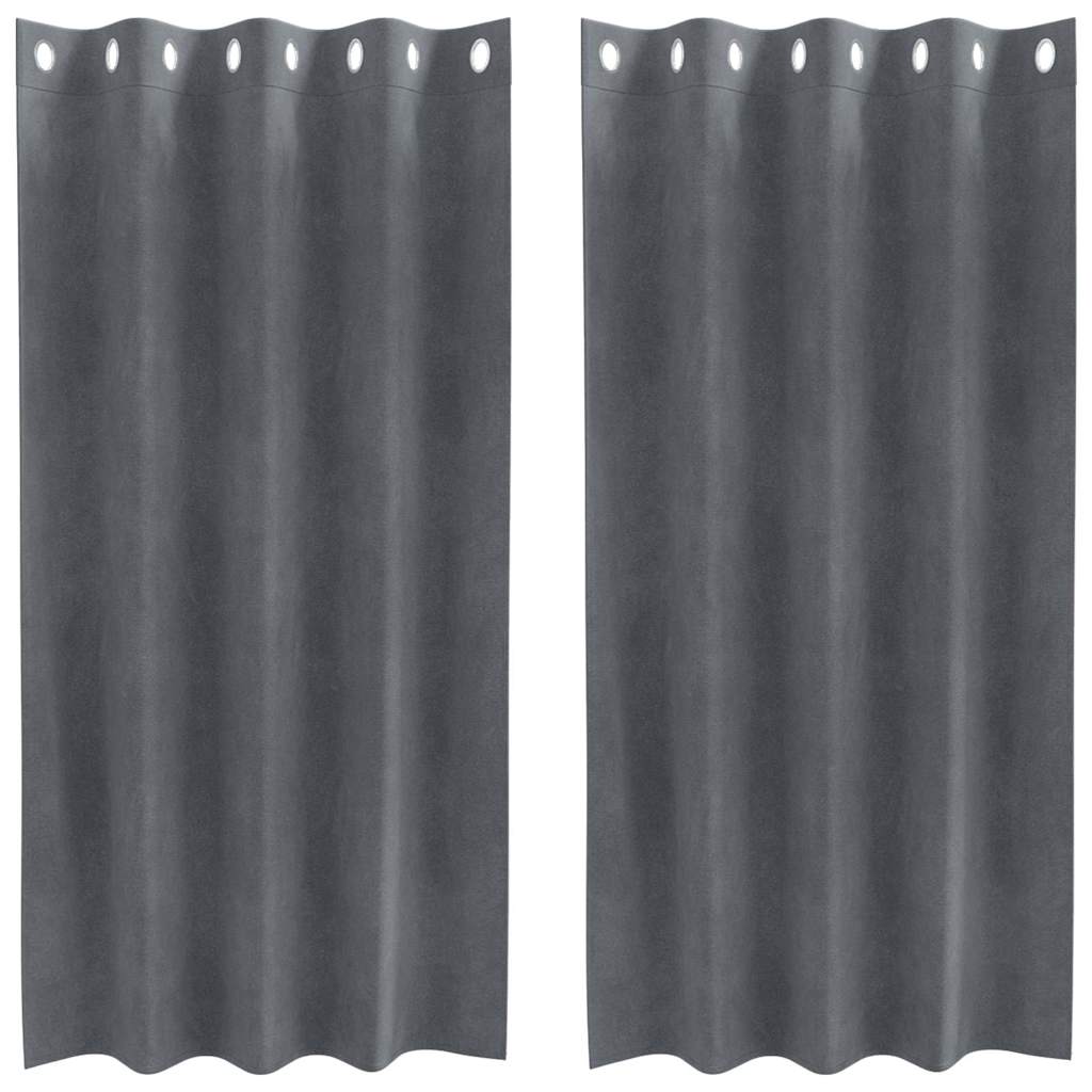 Cortinas com cortinas 2 pcs Cinzento-claro 140 x 175 cm Veludo