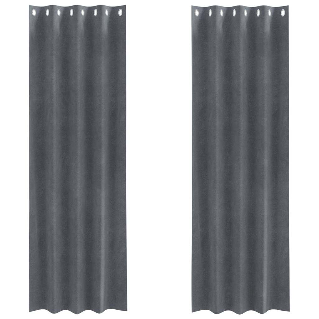 Cortinas com cortinas 2 pcs Cinzento-claro 140 x 225 cm Veludo
