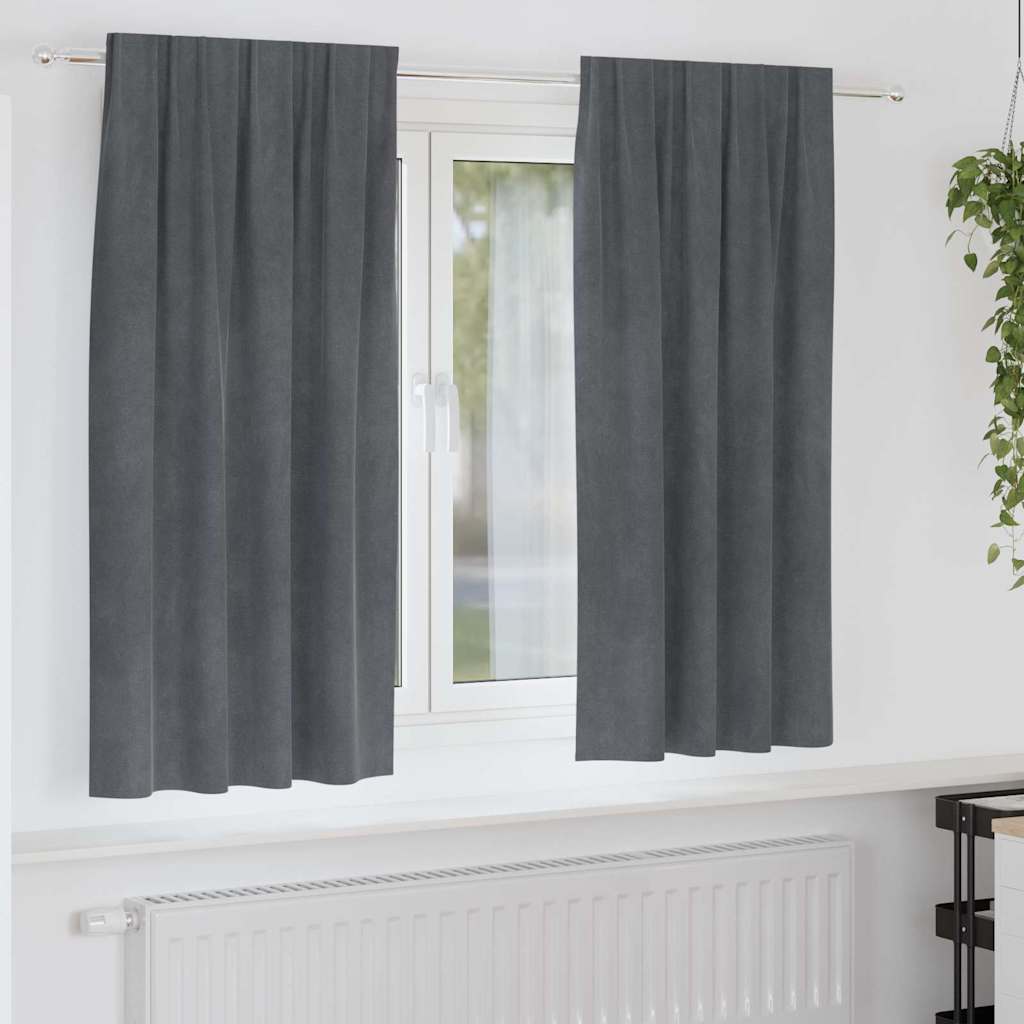 Cortinas com cortinas 2 pcs Cinzento-claro 140 x 175 cm Veludo