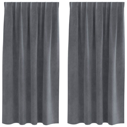 Cortinas opacas 2 pcs Cinzento-claro 140 x 175 cm Veludo