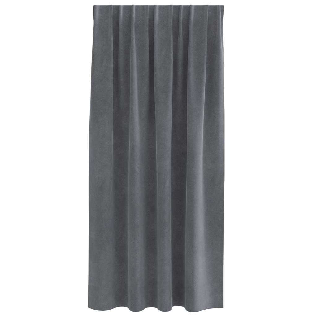 Cortinas com cortinas 2 pcs Cinzento-claro 140 x 175 cm Veludo