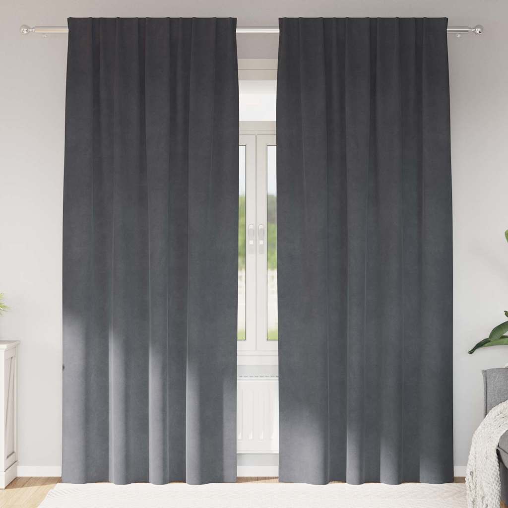 Cortinas com cortinas 2 pcs Cinzento-claro 140 x 225 cm Veludo