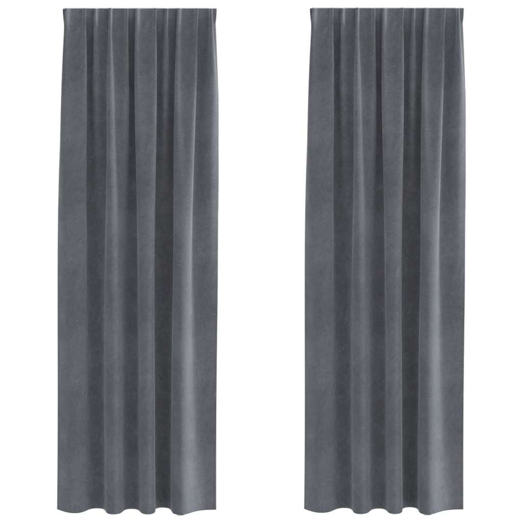 Cortinas com cortinas 2 pcs Cinzento-claro 140 x 225 cm Veludo