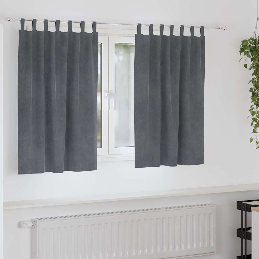 Cortinas com cortinas 2 pcs Cinzento-claro 140 x 140 cm Veludo