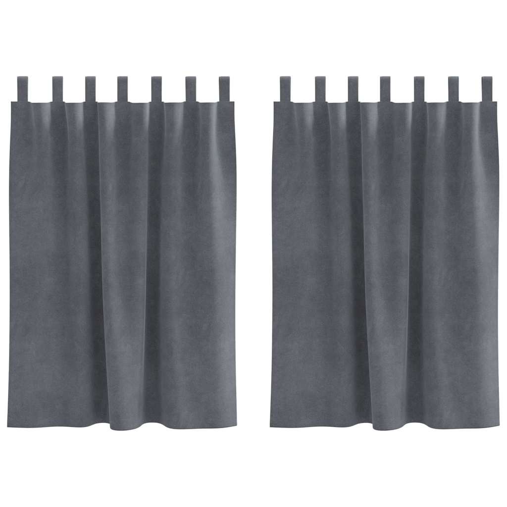 Cortinas com cortinas 2 pcs Cinzento-claro 140 x 140 cm Veludo
