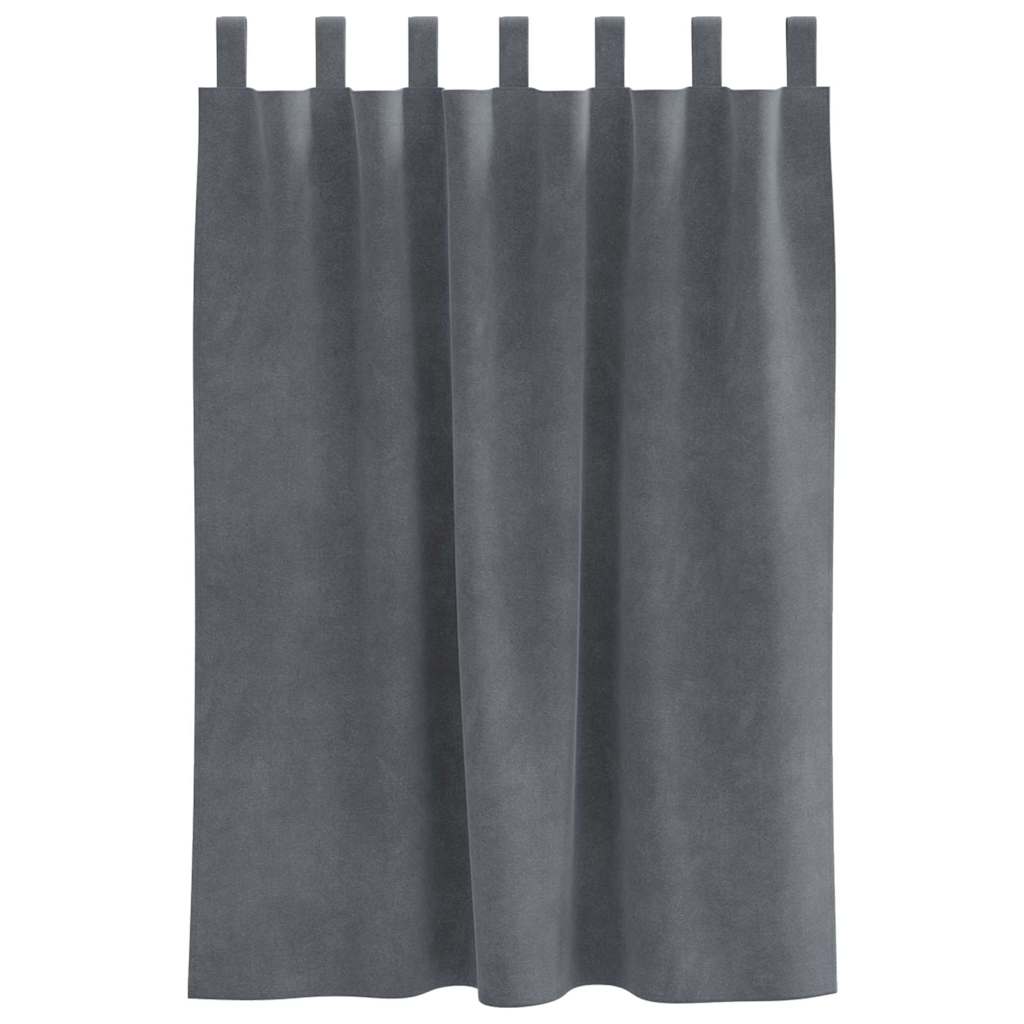 Cortinas com cortinas 2 pcs Cinzento-claro 140 x 140 cm Veludo