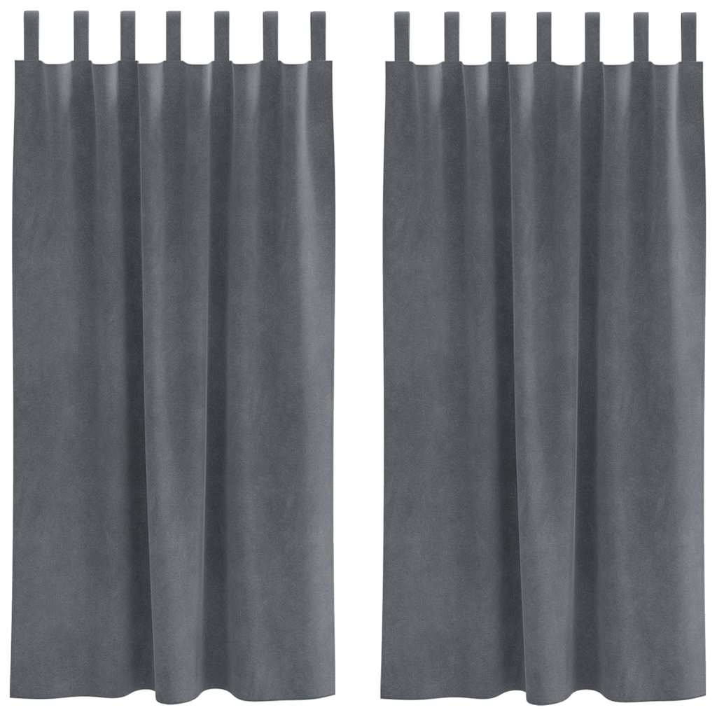 Cortinas com cortinas 2 pcs Cinzento-claro 140 x 175 cm Veludo