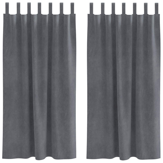 Cortinas opacas 2 pcs Cinzento-claro 140 x 175 cm Veludo