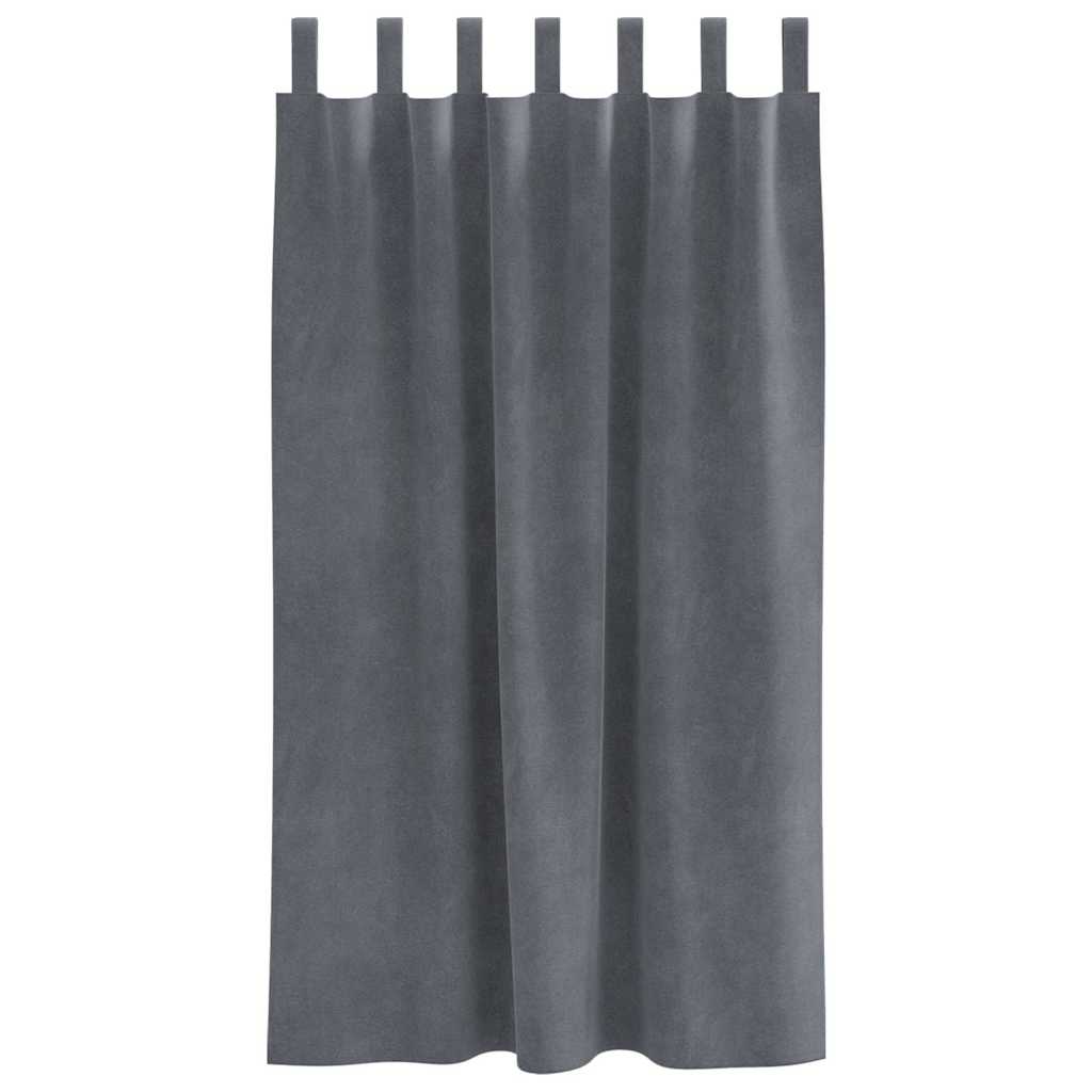 Cortinas com cortinas 2 pcs Cinzento-claro 140 x 175 cm Veludo