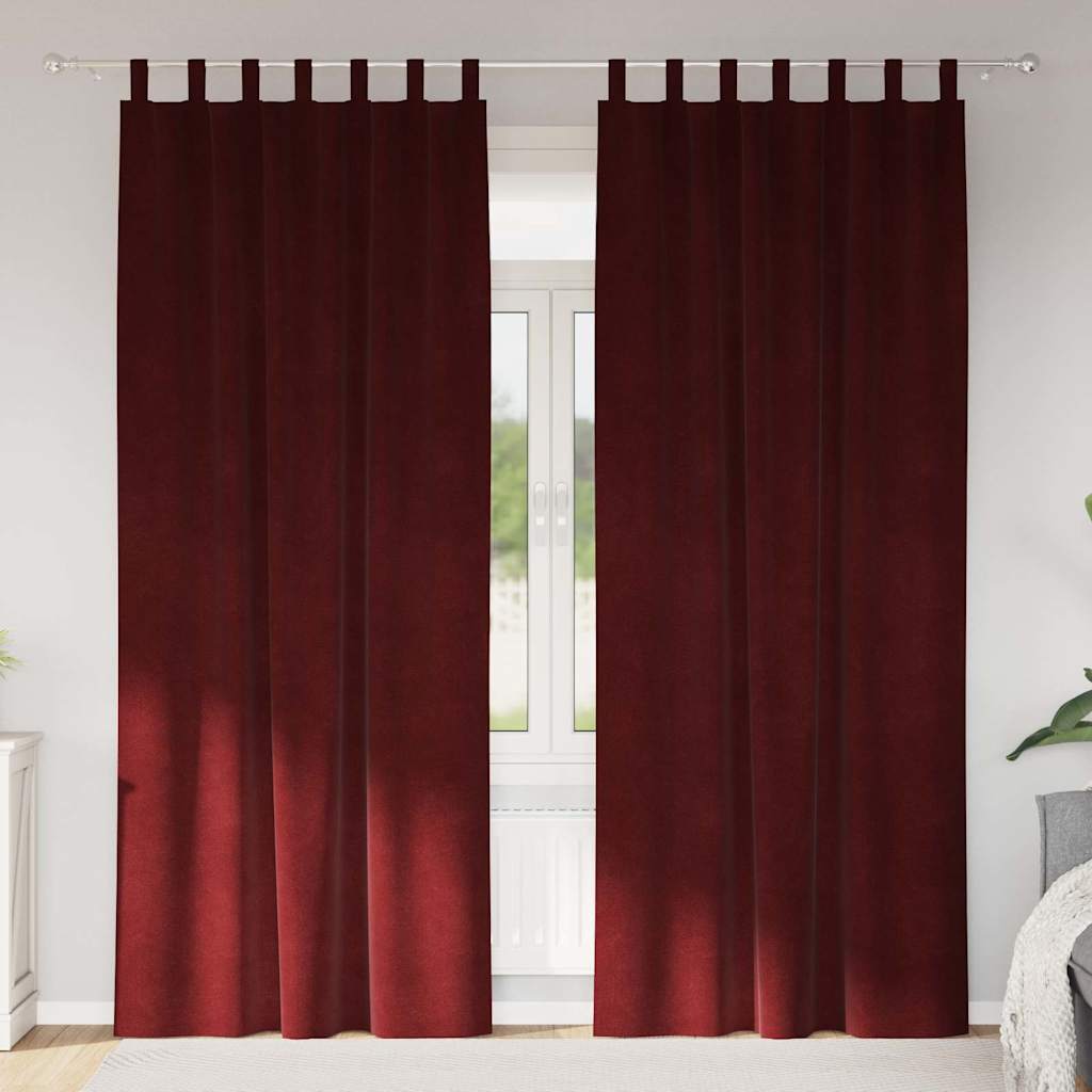 Cortinas com cortinas 2 pcs Vinho Vermelho 140 x 260 cm Veludo