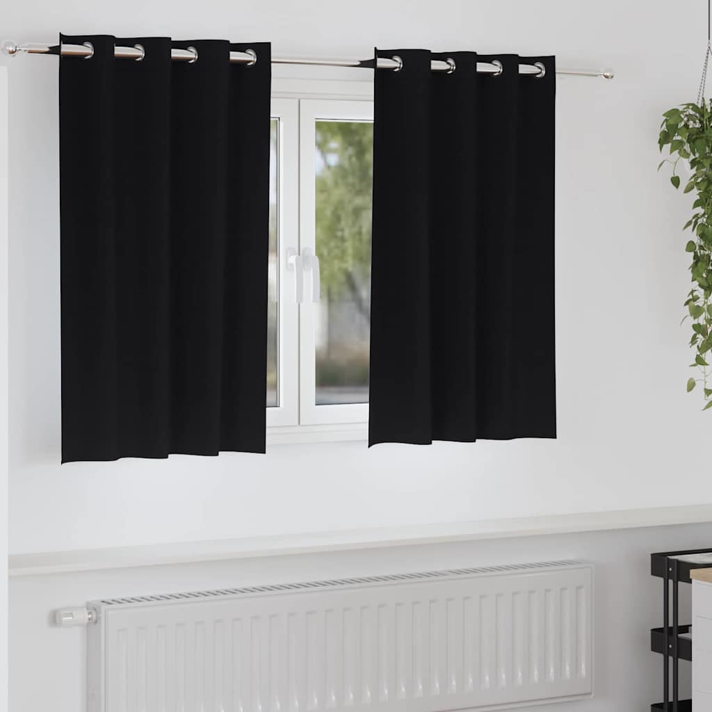 Cortinas opacas com cortinas Preto Poliéster