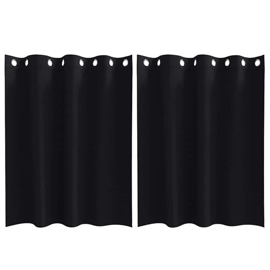 Cortinas Blackout com Argolas 2 pcs Preto 140 x 140 cm