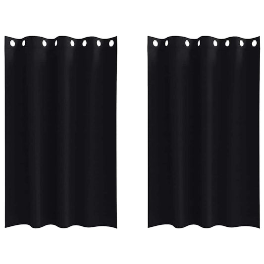 Cortinas Blackout com Argolas 2 pcs Preto 175 x 140 cm