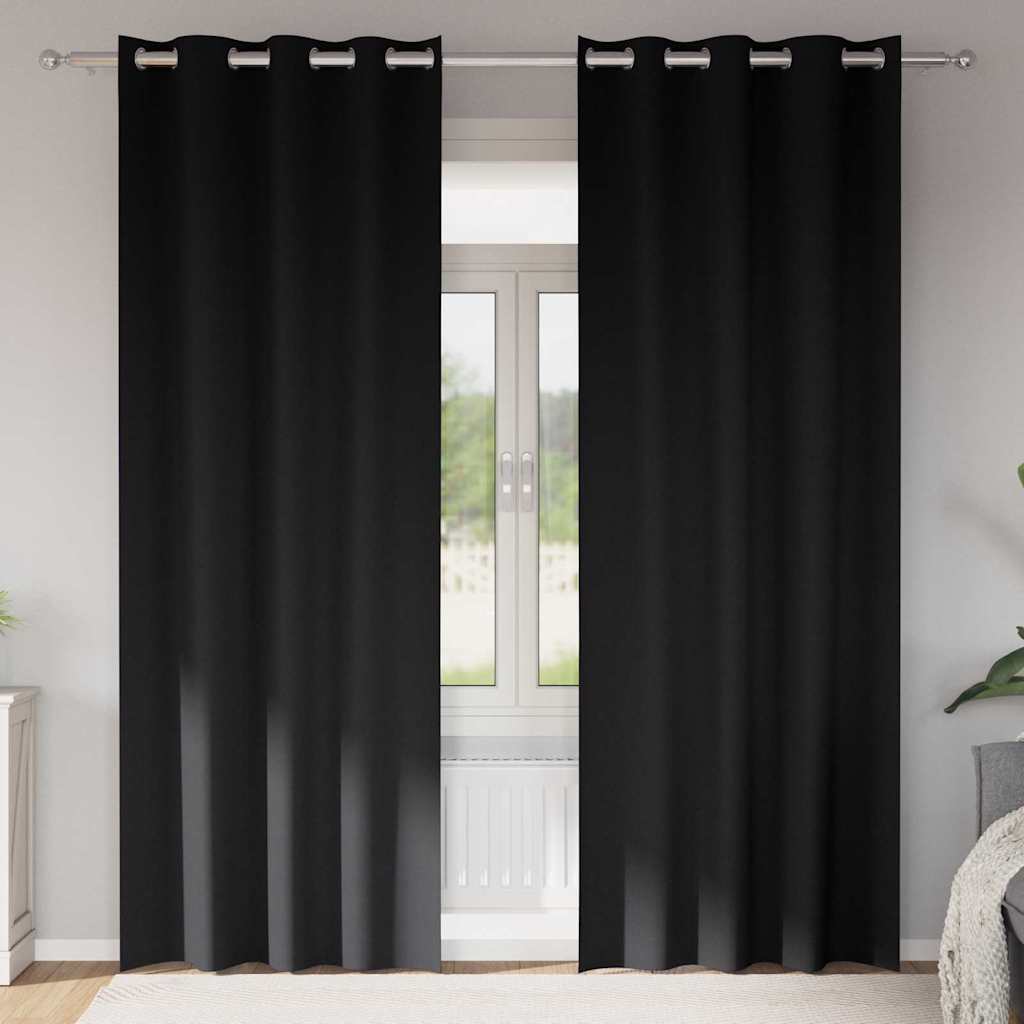 Cortinas opacas com cortinas Preto Poliéster