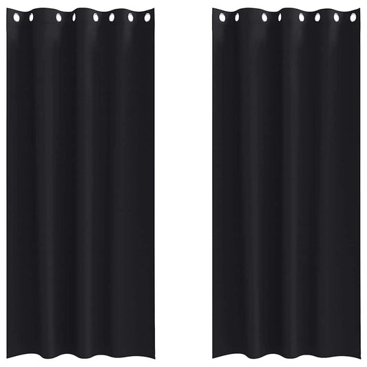 Cortinas Blackout com Argolas 2 pcs Preto 260 x 140 cm