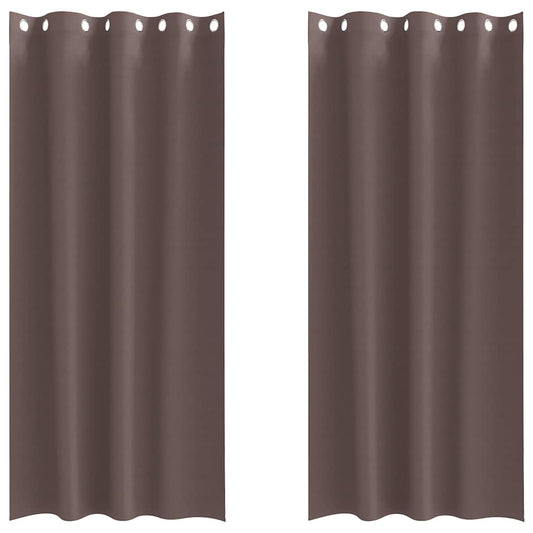 Cortinas Blackout com Argolas 2 pcs Marrom Escuro 260 x 140 cm