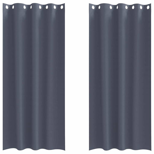 Cortinas Blackout com Argolas 2 pcs Antracite 225 x 140 cm