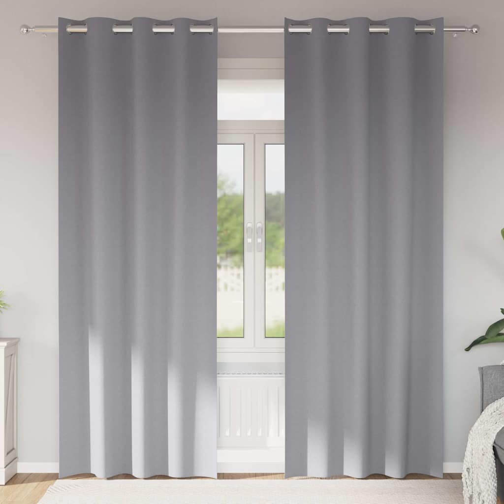 Cortinas opacas com cortinas Cinzento-claro Poliéster