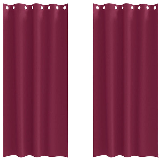 Cortinas Blackout com Argolas 2 pcs Vinho Vermelho 245 x 140 cm