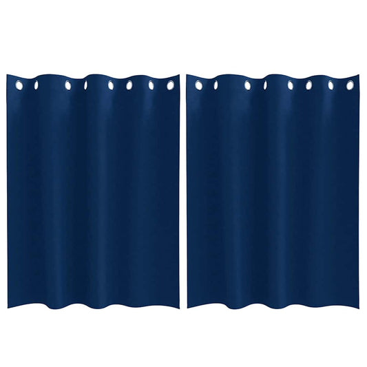 Cortinas Blackout com Argolas 2 pcs Azul Escuro 140 x 140 cm