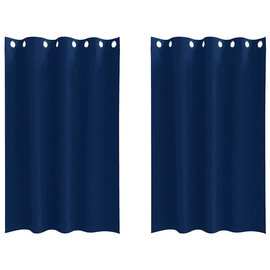 Cortinas Blackout com Argolas 2 pcs Azul Escuro 175 x 140 cm