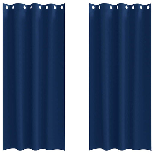 Cortinas Blackout com Argolas 2 pcs Azul Escuro 245 x 140 cm