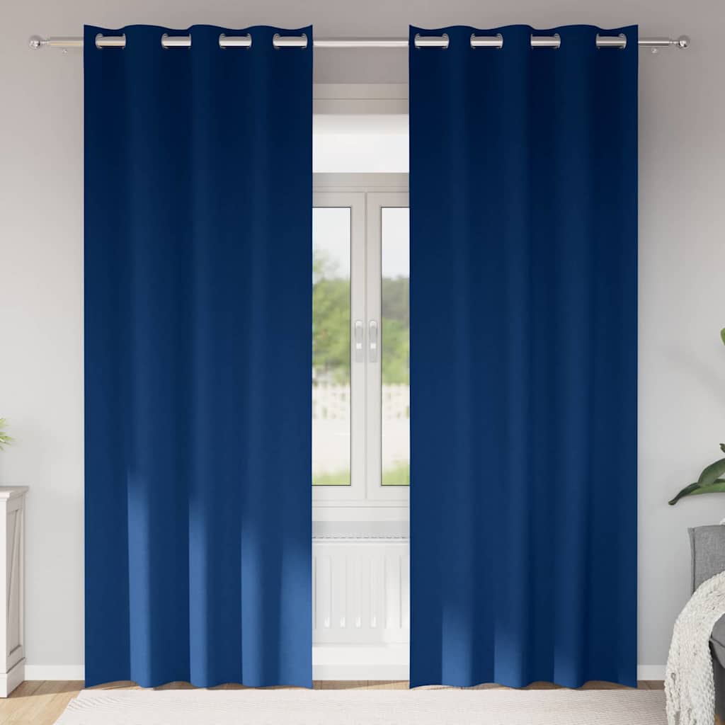 Cortinas opacas com cortinas Azul Escuro Poliéster