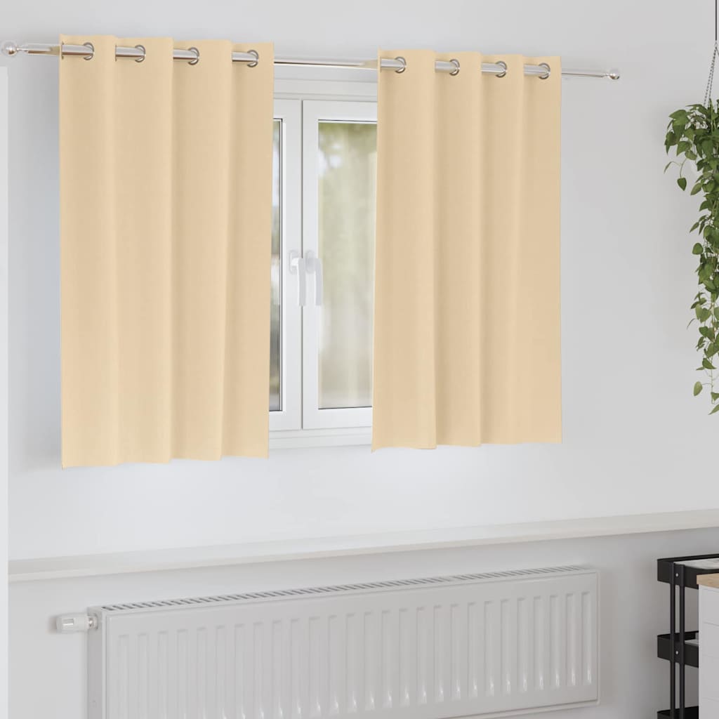 Cortinas opacas com cortinas Creme Poliéster