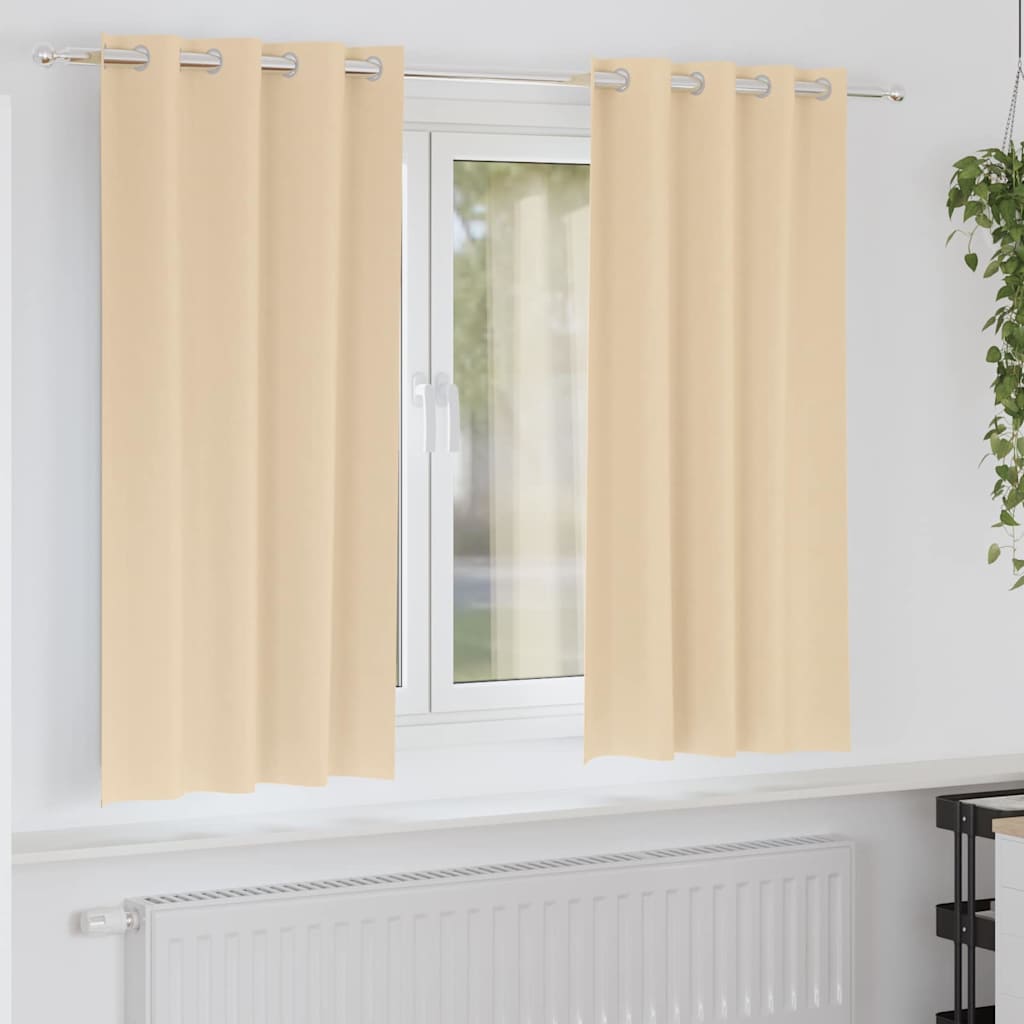 Cortinas opacas com cortinas Creme Poliéster