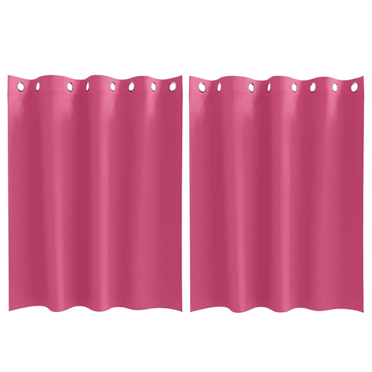 Cortinas Blackout com Argolas 2 pcs Rosa Brilhante 140 x 140 cm