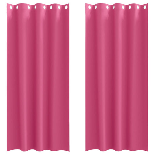 Cortinas Blackout com Argolas 2 pcs Rosa Brilhante 245 x 140 cm