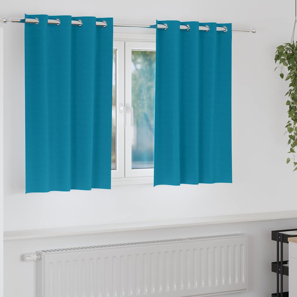 Cortinas opacas com cortinas Turquesa Poliéster