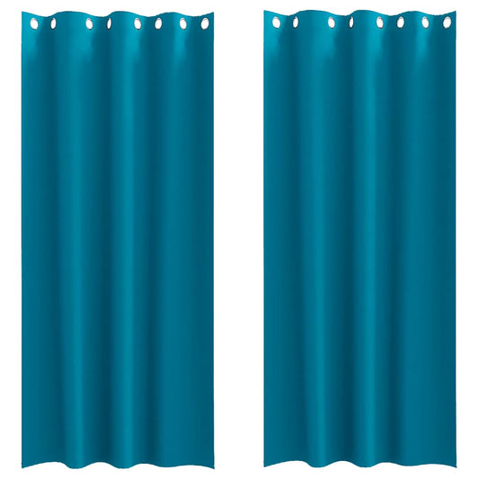 Cortinas Blackout com Argolas 2 pcs Turquesa 245 x 140 cm