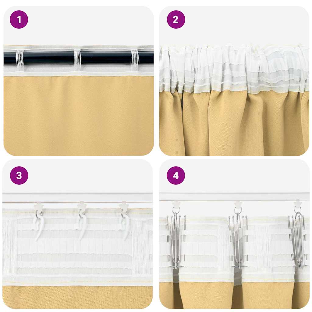 Cortinas opacas com cortinas Bege Poliéster