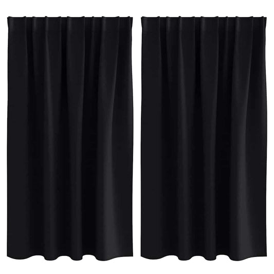 Cortinas Blackout com Argolas 2 pcs Preto 140 x 140 cm