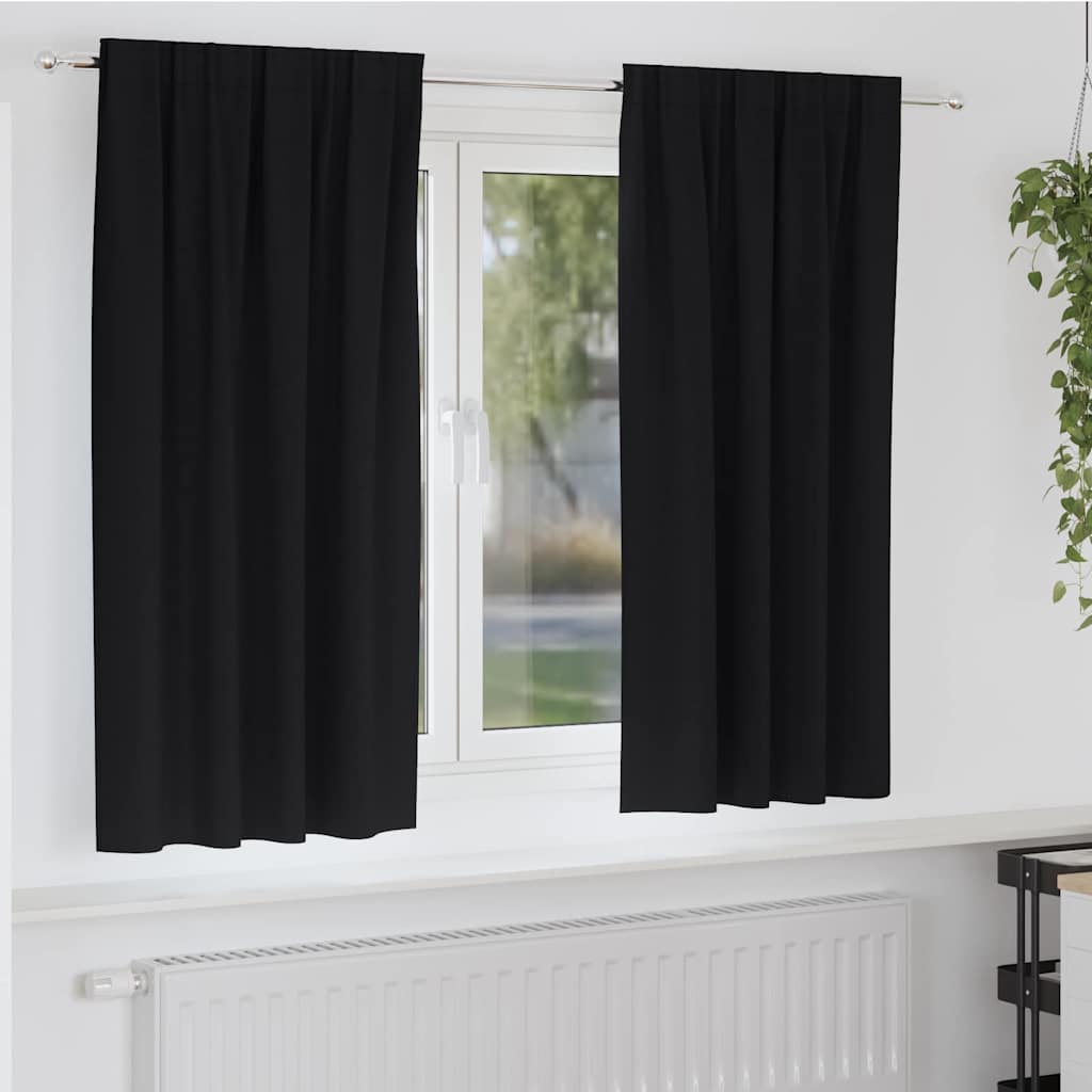 Cortinas opacas com cortinas Preto Poliéster