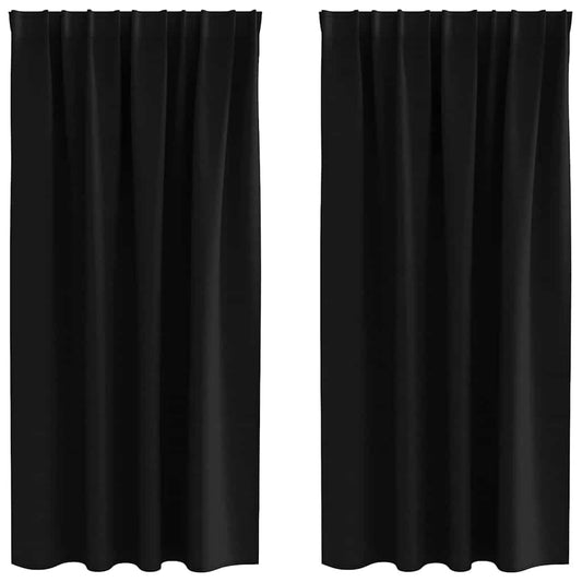 Cortinas Blackout com Argolas 2 pcs Preto 175 x 140 cm