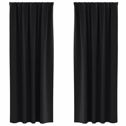 Cortinas Blackout com Argolas 2 pcs Preto 260 x 140 cm