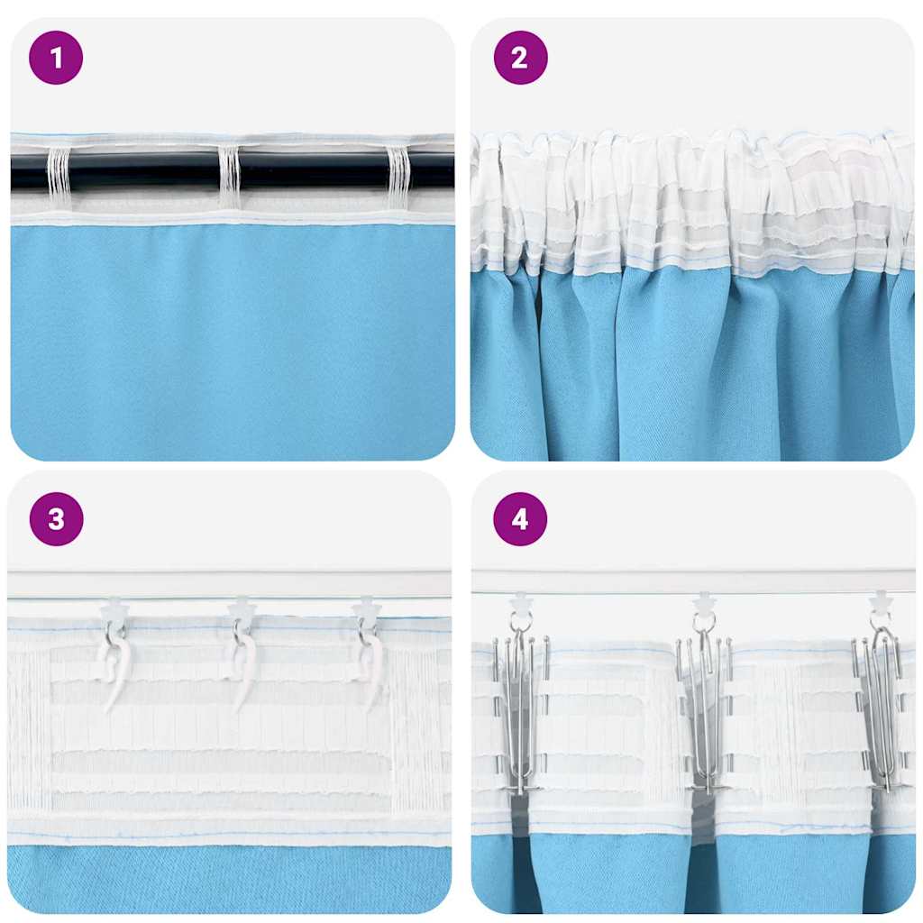 Cortinas opacas com cortinas Azul Claro Poliéster