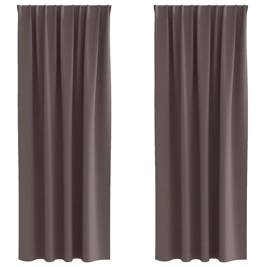 Cortinas Blackout com Argolas 2 pcs Marrom Escuro 245 x 140 cm