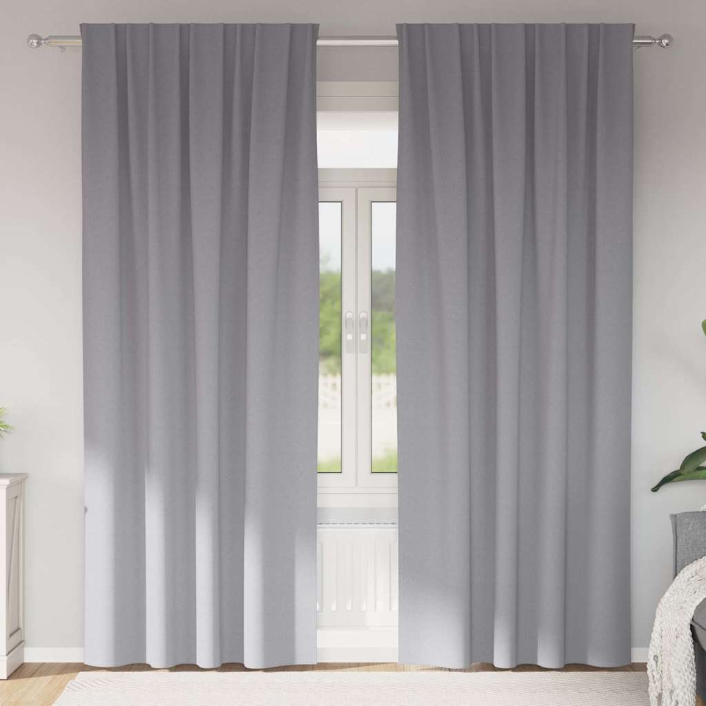 Cortinas opacas com cortinas Cinzento-claro Poliéster