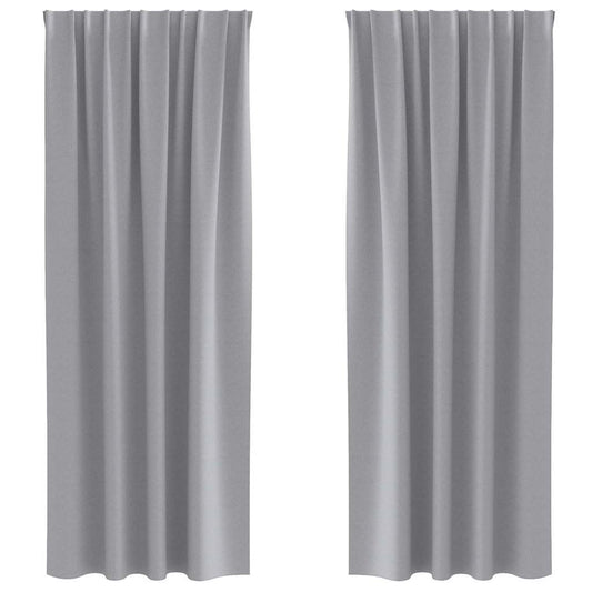 Cortinas Blackout com Argolas 2 pcs Cinzento-claro 260 x 140 cm