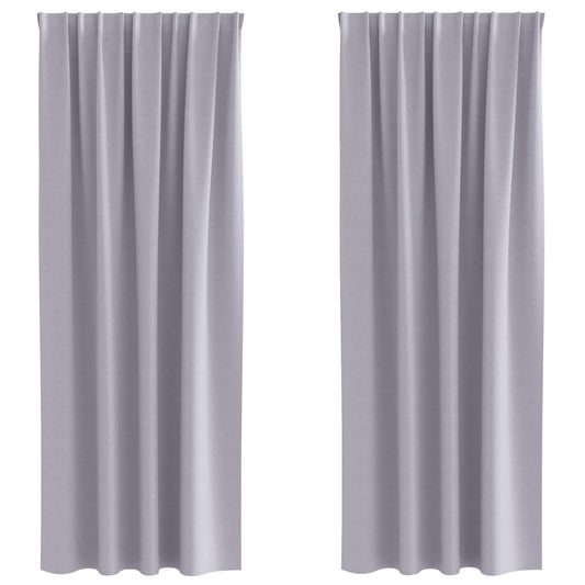 Cortinas Blackout com Argolas 2 pcs Cinza Metálico 260 x 140 cm