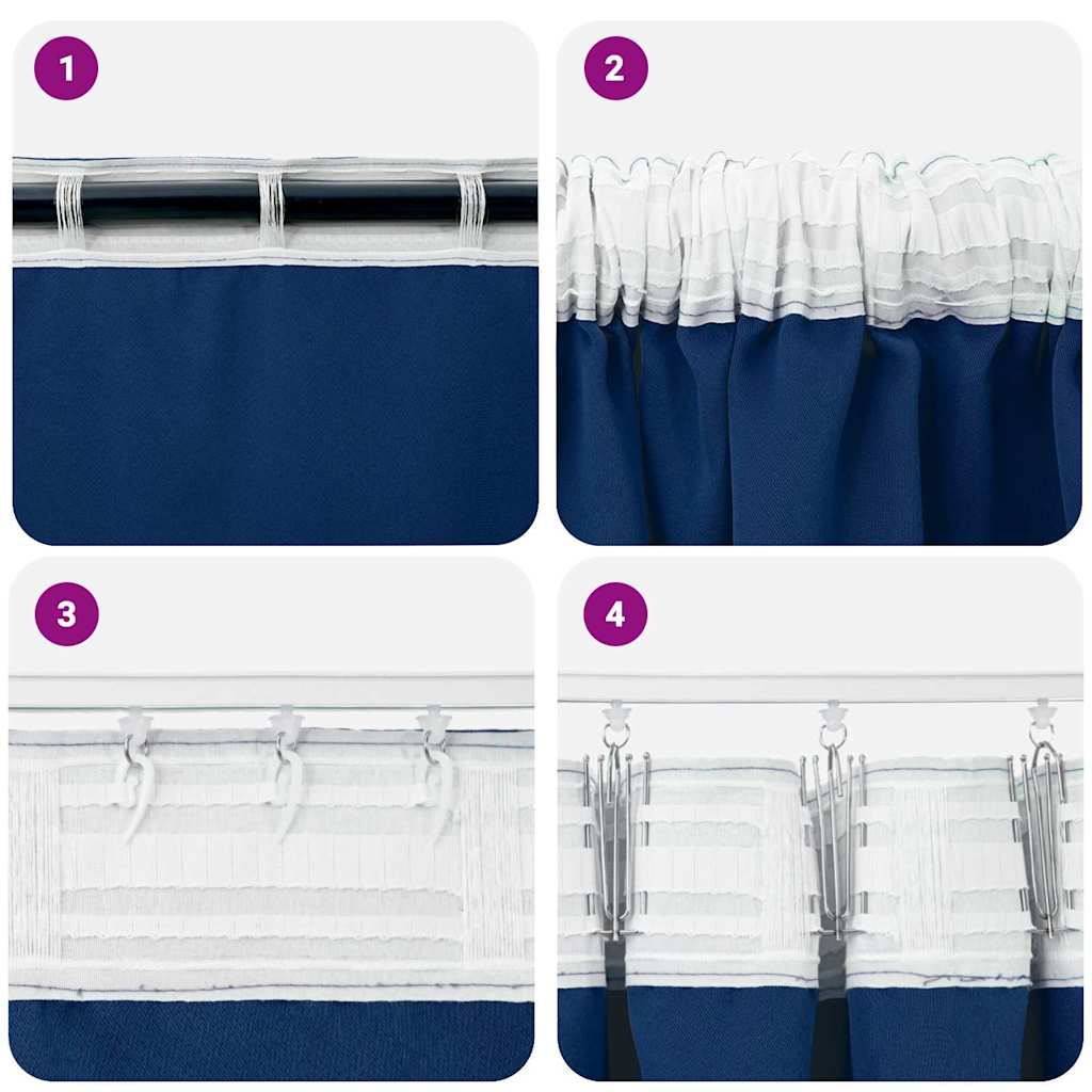 Cortinas opacas com cortinas Azul Escuro Poliéster