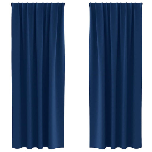 Cortinas Blackout com Argolas 2 pcs Azul Escuro 260 x 140 cm