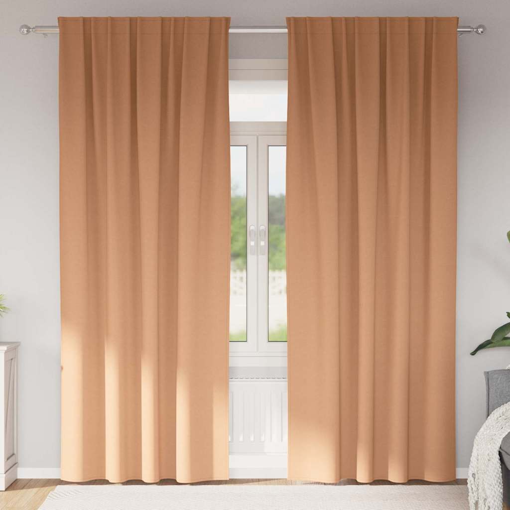 Cortinas opacas com cortinas Marrom Claro Poliéster