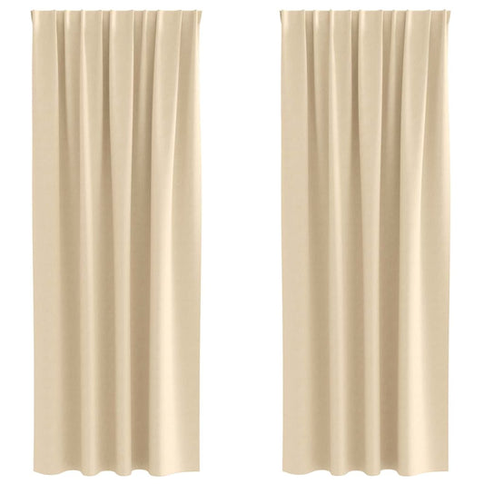 Cortinas Blackout com Argolas 2 pcs Creme 225 x 140 cm