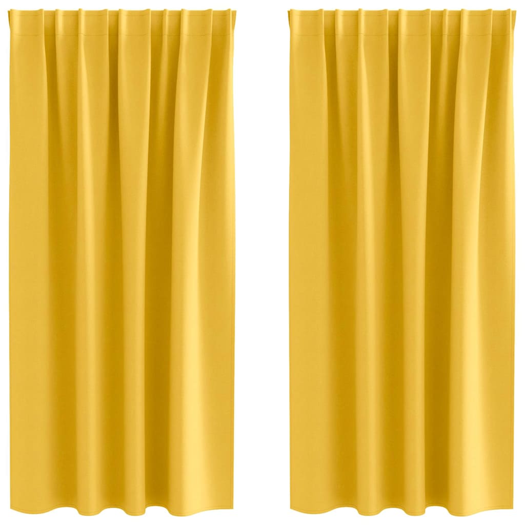 Cortinas opacas com cortinas Amarelo Mostarda Poliéster